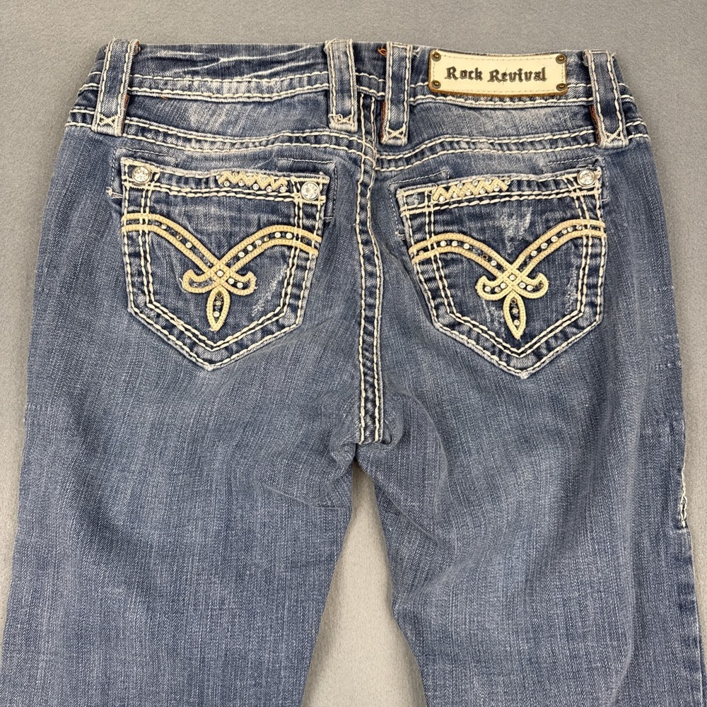Rock Revival Irene Easy Boot Rhinestone Jean Women 26/31rhinestones thick stitch